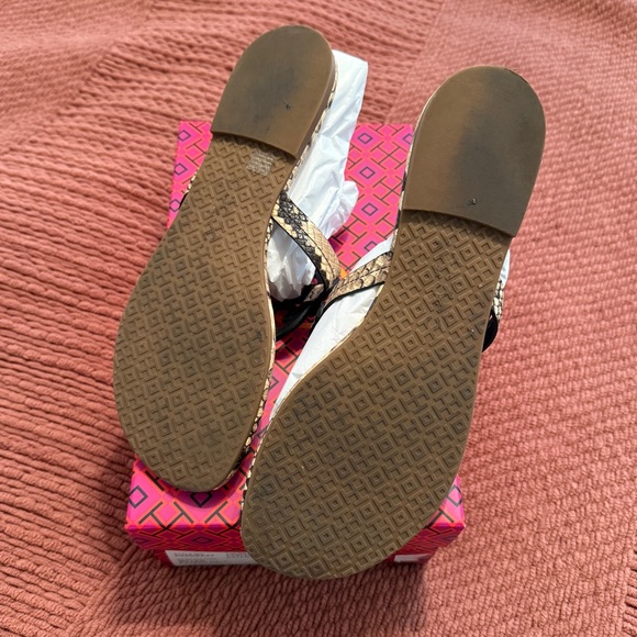 Tory Burch Metal Miller Sandals snake print black and gold size 10 - Picture 4 of 6